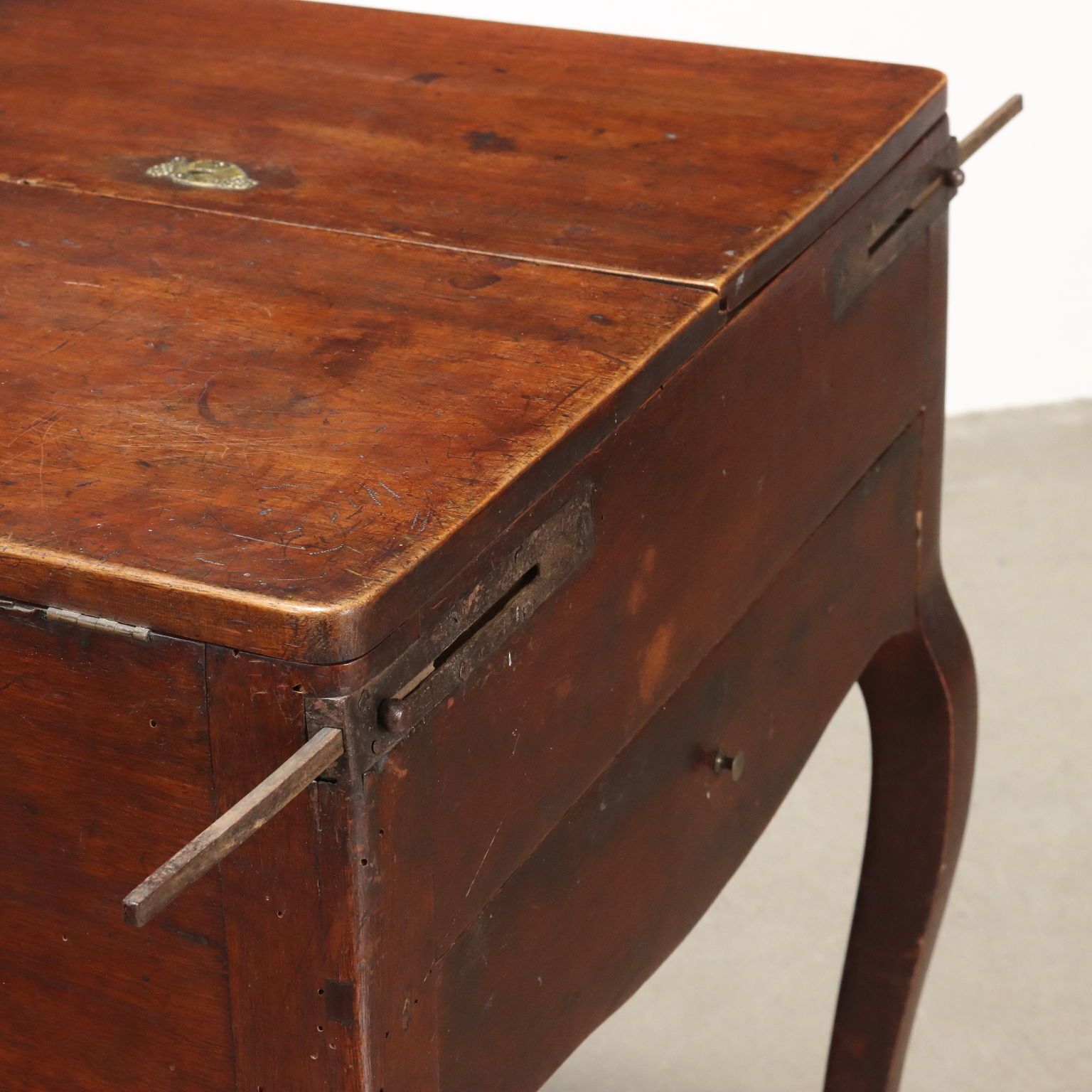 Antique Working Table Walnut Poplar Openable Top XIX Century photo buy