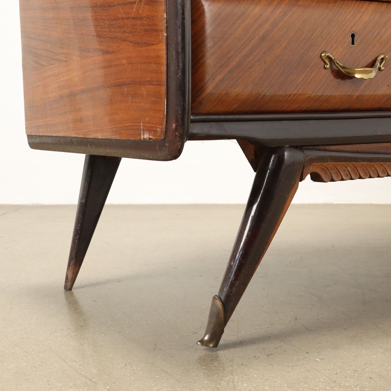 photo for sale Vintage Chest Of Drawers Exotic Wood Veneer Glass Design Italy 1950s