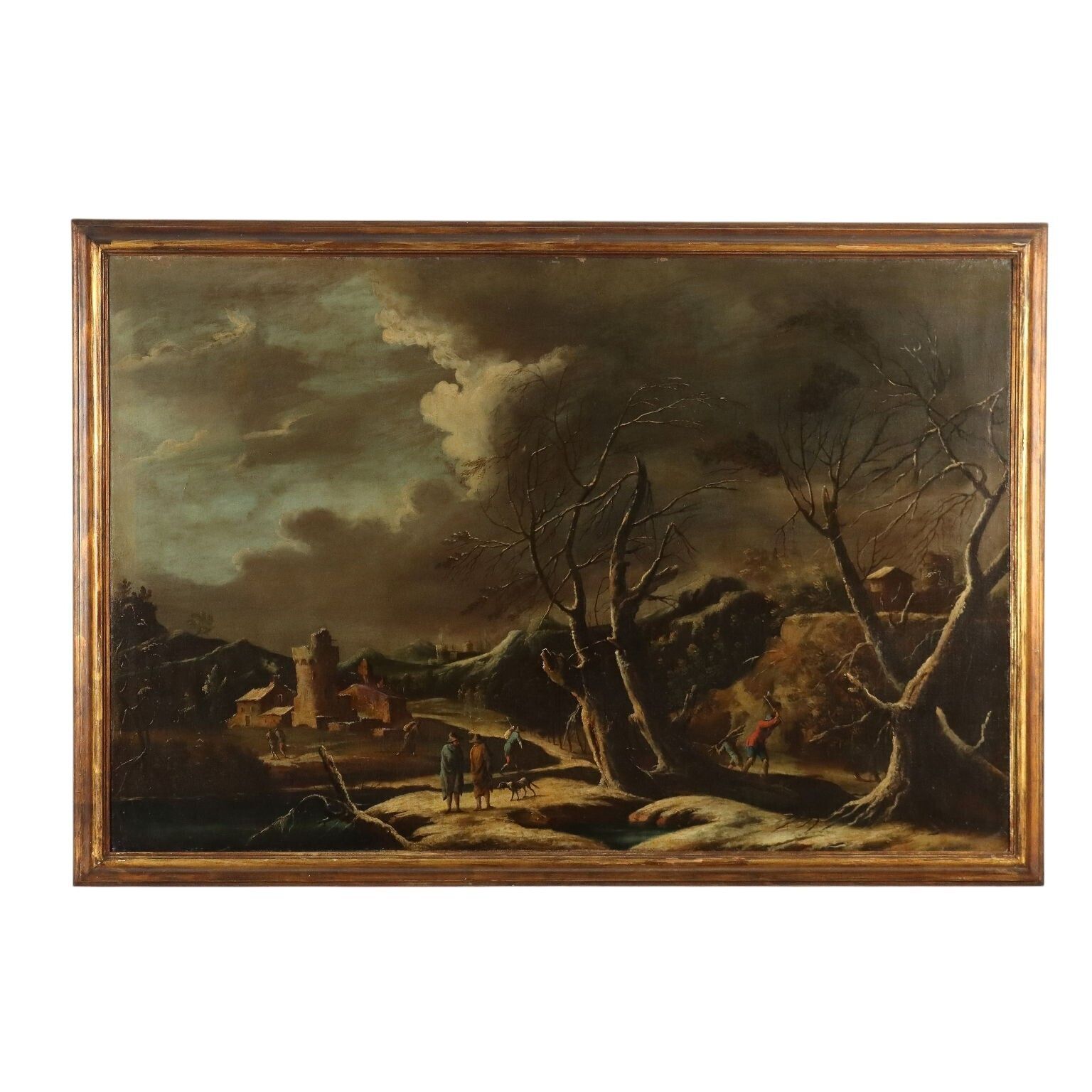 Antique Painting Influence Of Marco Ricci Winter Landscape '700