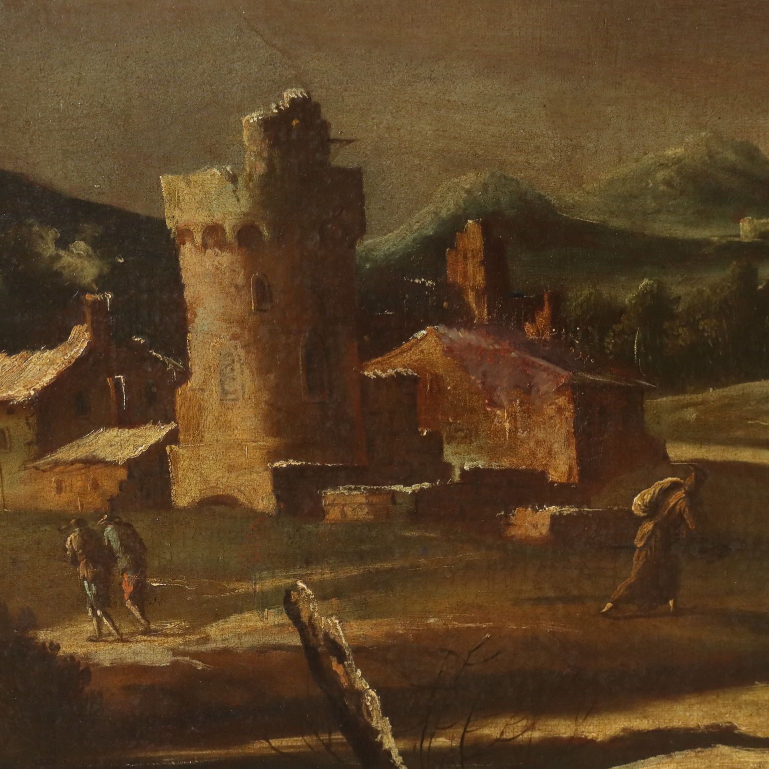 Antique Painting Influence Of Marco Ricci Winter Landscape '700 photo buy
