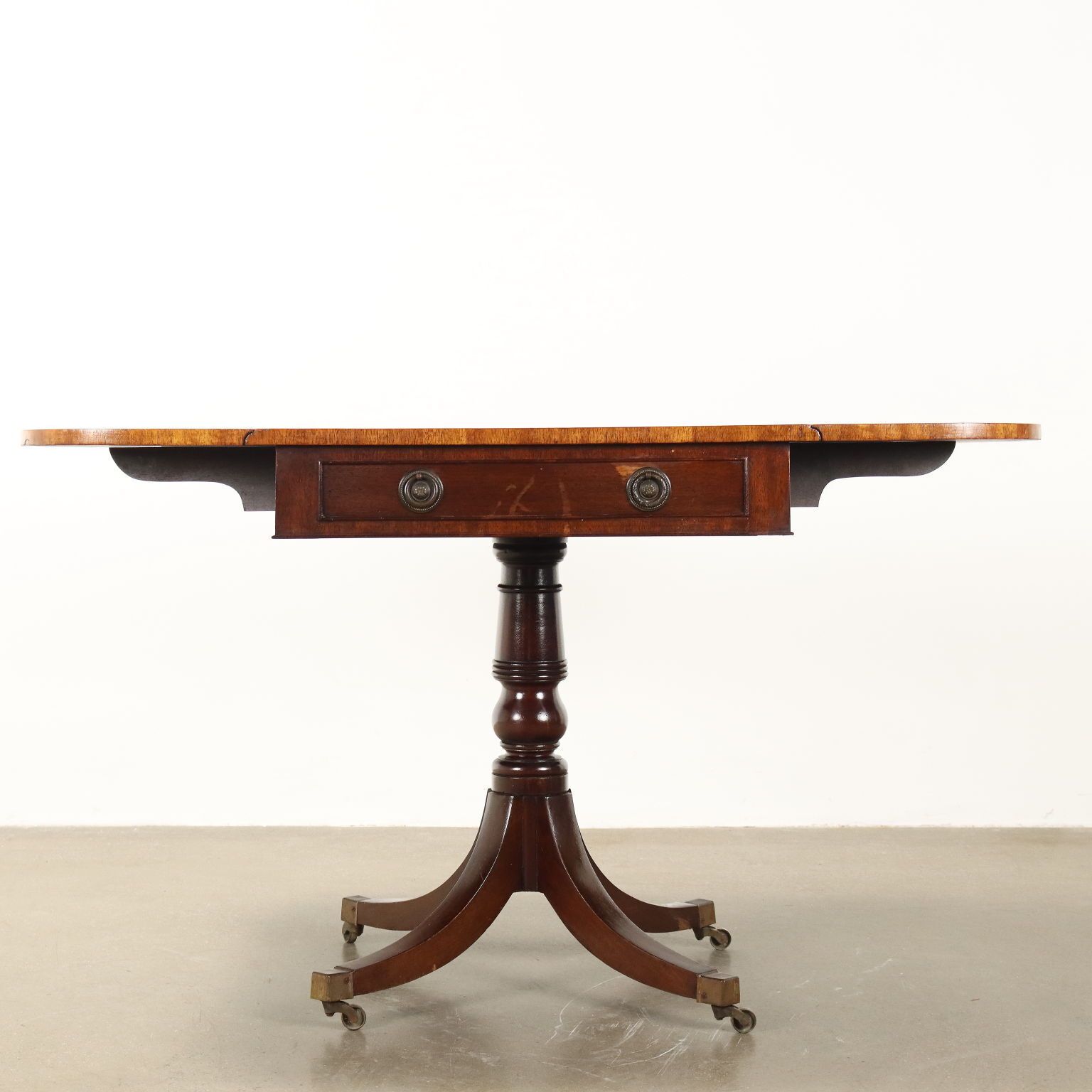 Antique Table Mahogany Drawer Wheels England XX Century photo 540.0