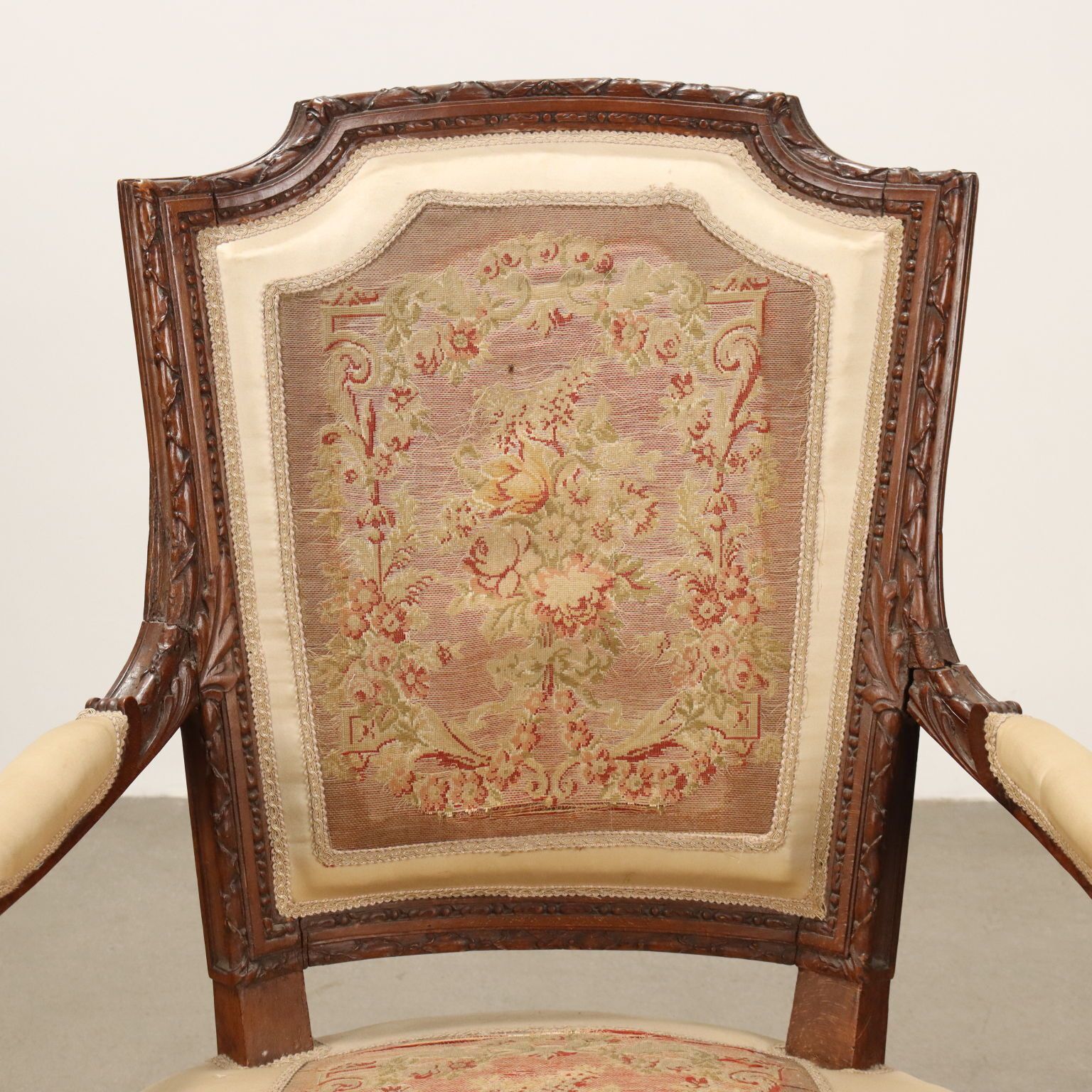 Antique Armchair Walnut Painted Beech Cloth Italy XIX Century photo 1510.0