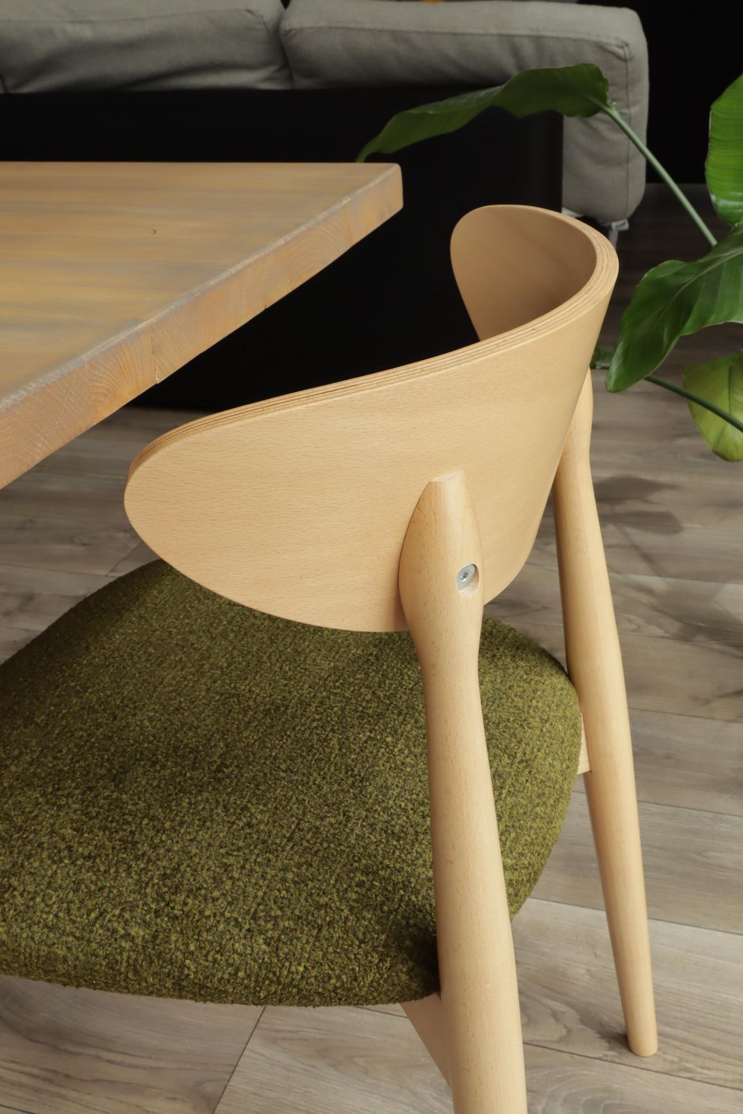 Natural Dining Chair With Green Upholstery, New Modern Design Stylized Vintage Project, Personalisation, Set Of 2/4/6/8/10/12 Chairs photo Furniture