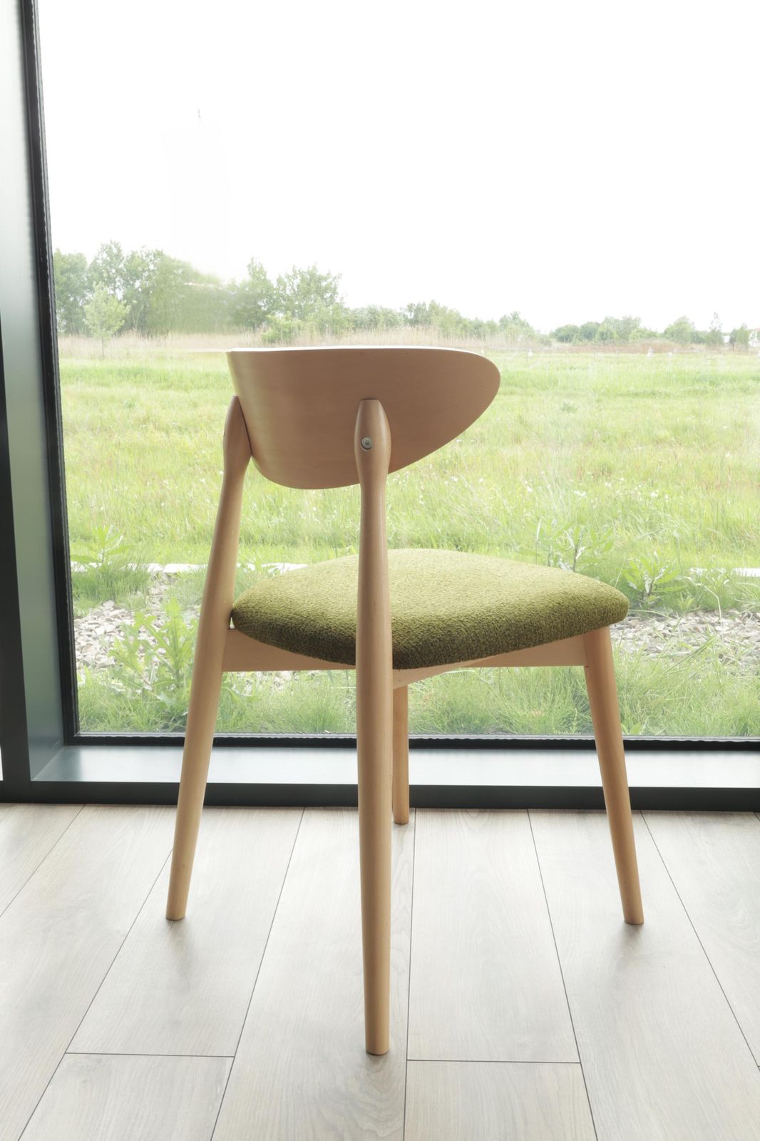 Natural Dining Chair With Green Upholstery, New Modern Design Stylized Vintage Project, Personalisation, Set Of 2/4/6/8/10/12 Chairs photo vintage