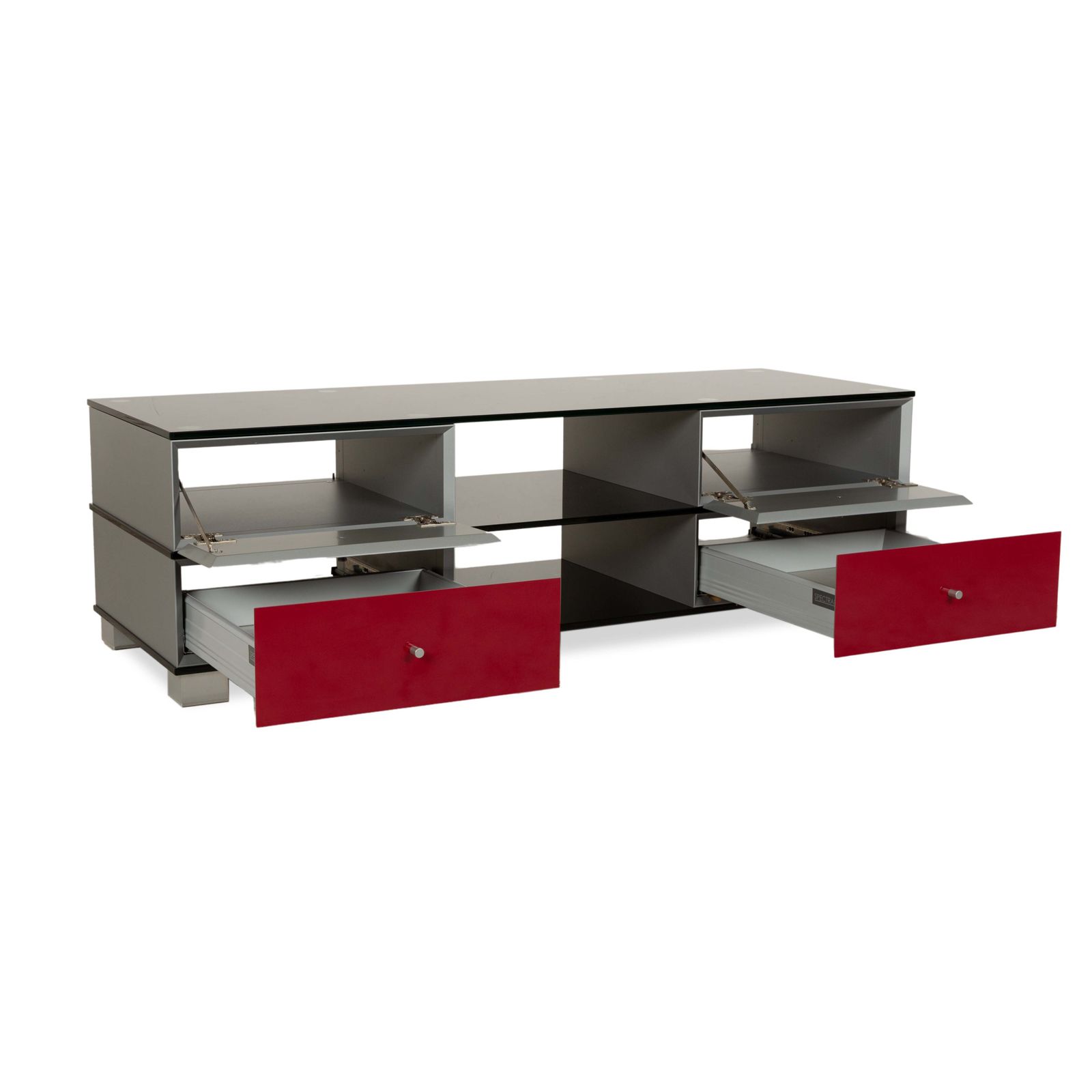 Buffet Spectral Glass gris et rouge, lowboard photo for sale