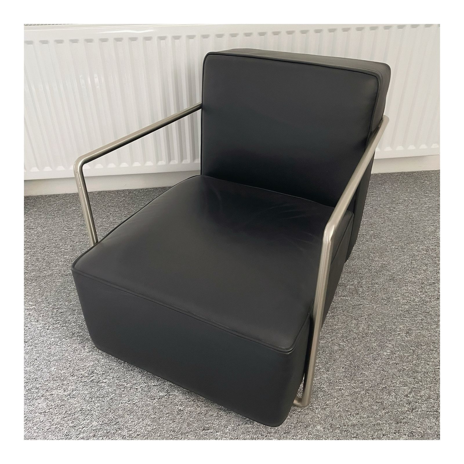 Flexform   Antonio Citterio   Armchair   A.B.C.   Black Leather / Satin Steel photo vinterior