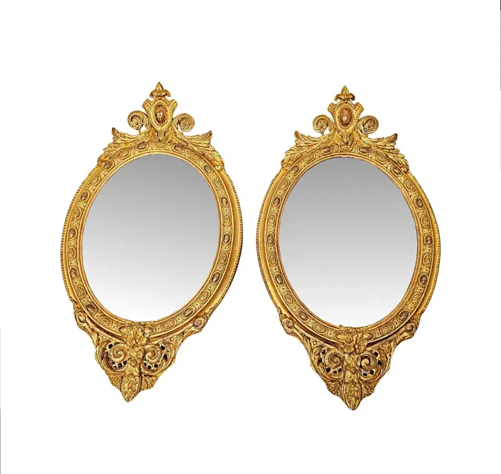 A Fabulous 19th Century Giltwood Pair Of Neat Size Pier Mirrors
