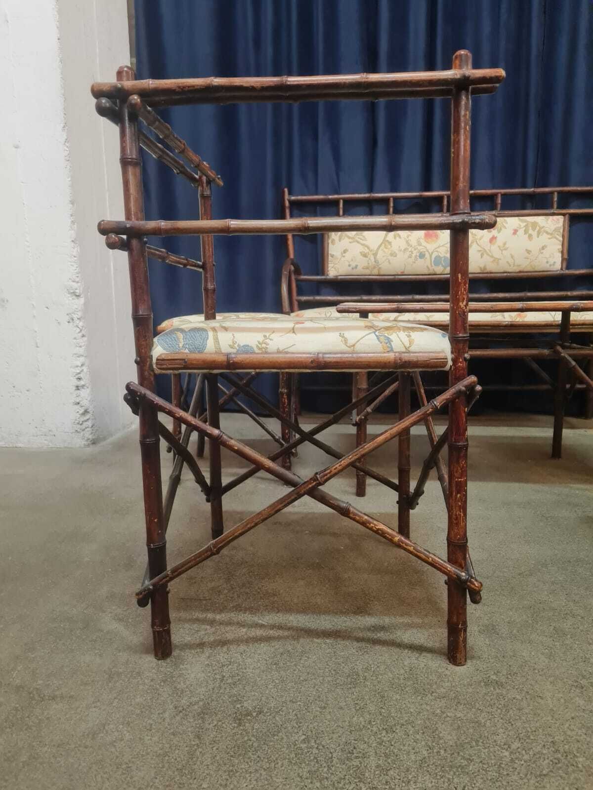 photo for sale Antique Faux Bamboo Parlor Set By Maison Staněk – Prague, Circa 1910