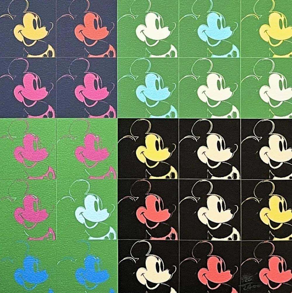 1986 Carnegie Museum Of Art Andy Warhol "Mickey Mouse Collage" Lithograph photo Art