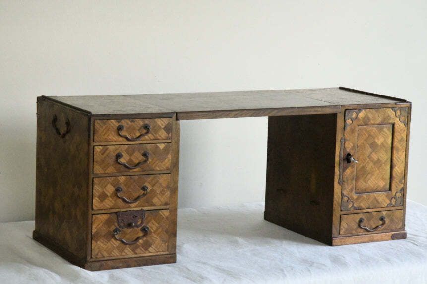 Antique Japanese Meiji Parquetry Scholars Box photo vintage