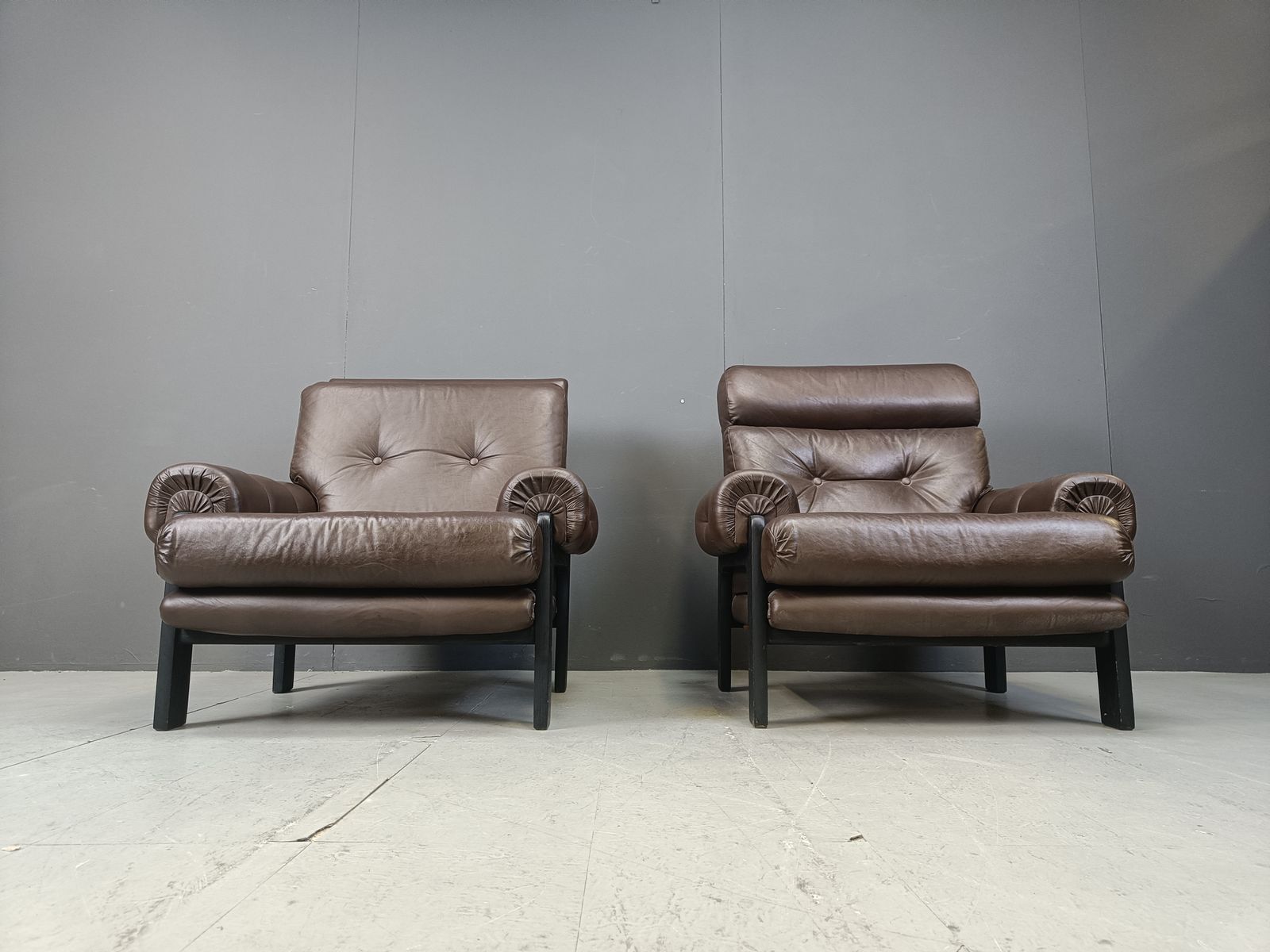 Pair Of Leather Armchairs Made In Denmark, 1960s photo furniture