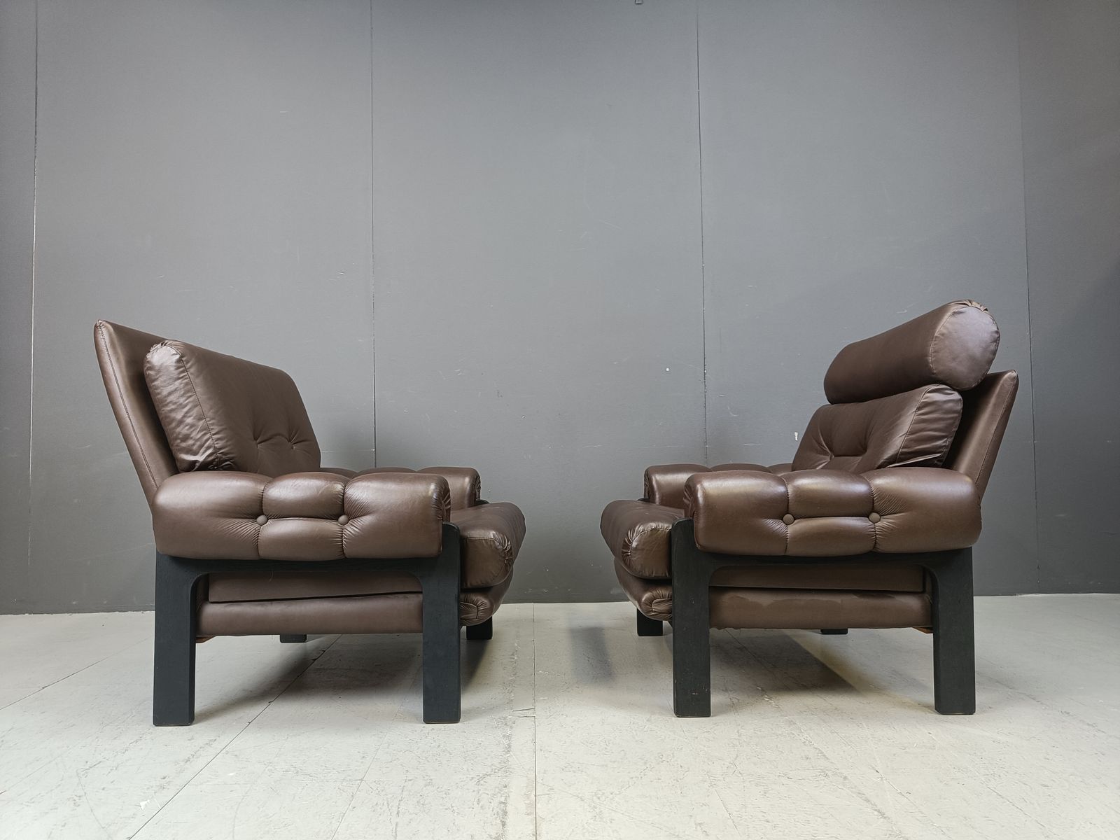 Pair Of Leather Armchairs Made In Denmark, 1960s photo 750.0