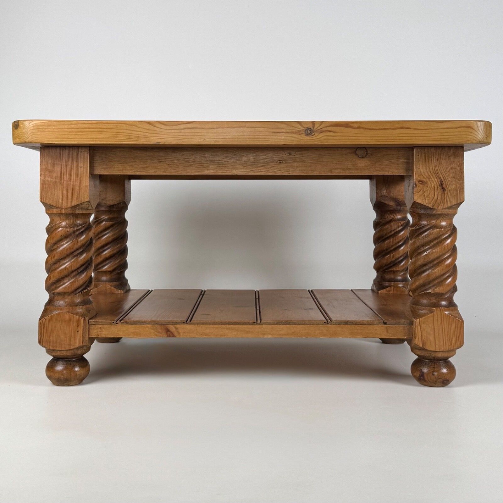 Vintage 20th Century Barley Twist Coffee Table In Pine photo 325.0