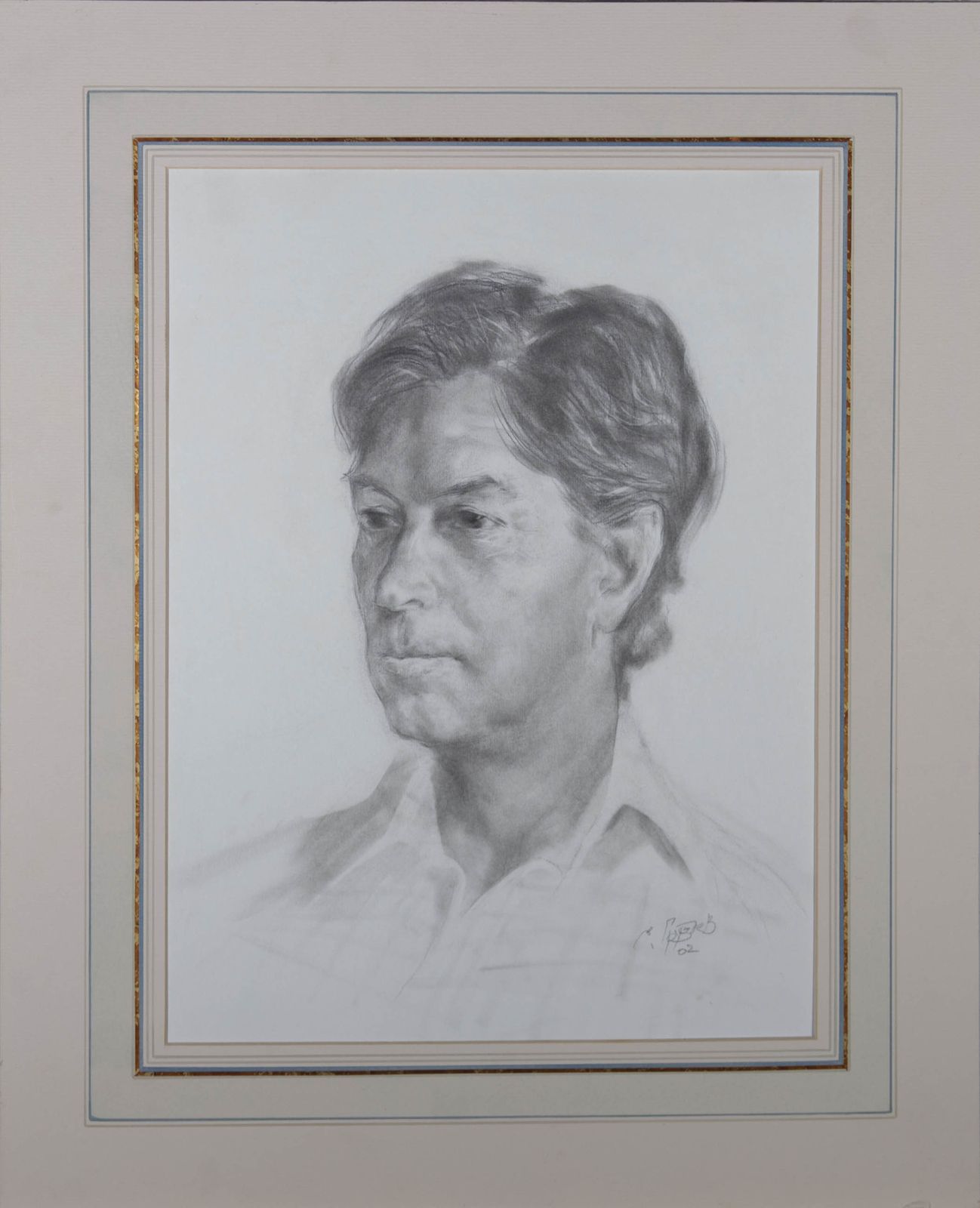 2002 Graphite Drawing   Male Portrait photo furniture