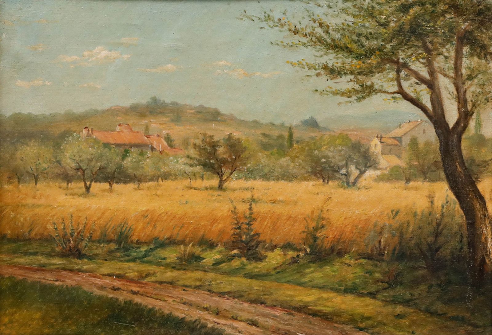 Early 20th Century Oil   View Of The Olive Grove photo furniture