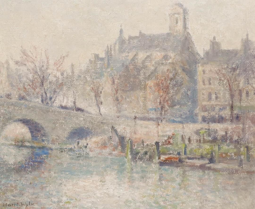 Maree Wylie After Phelan Gibb   Framed 20th Century Oil, Morning On The Seine photo furniture