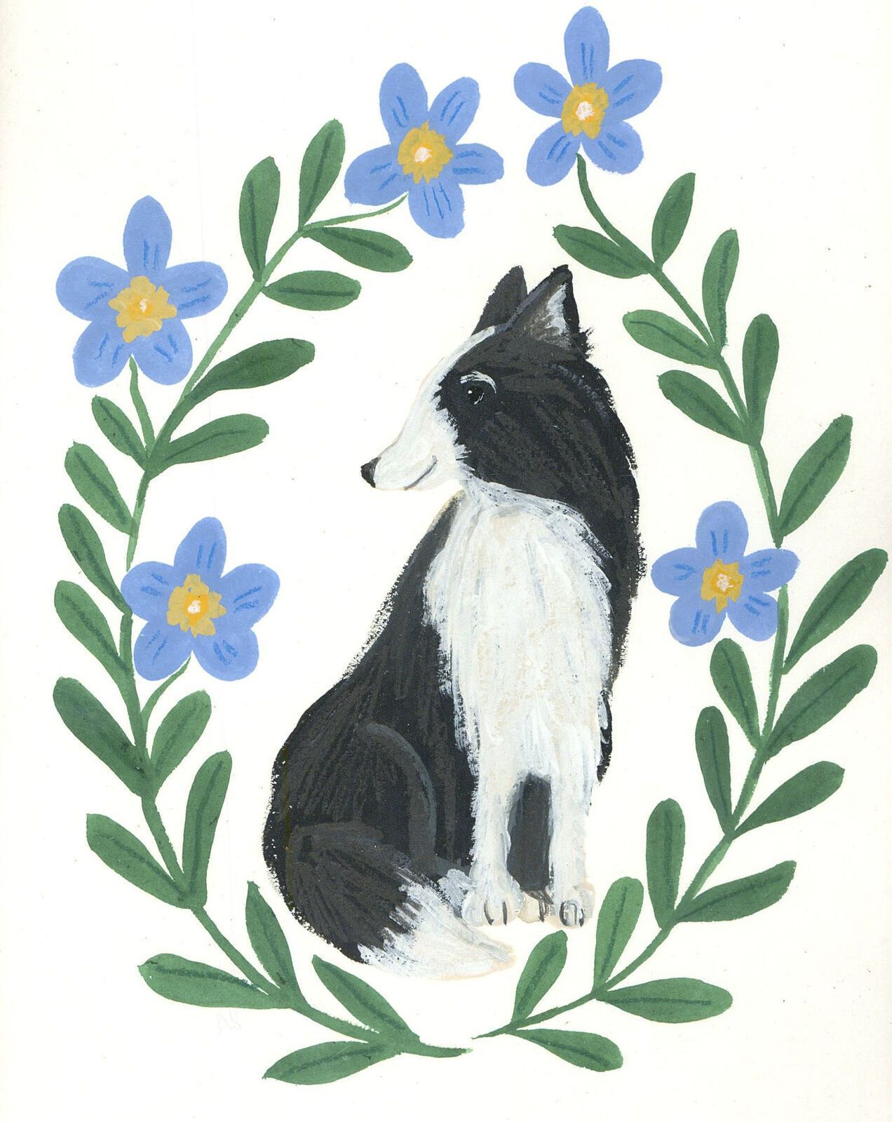 Jemma Jamie   Framed Contemporary Gouache, Border Collie photo furniture