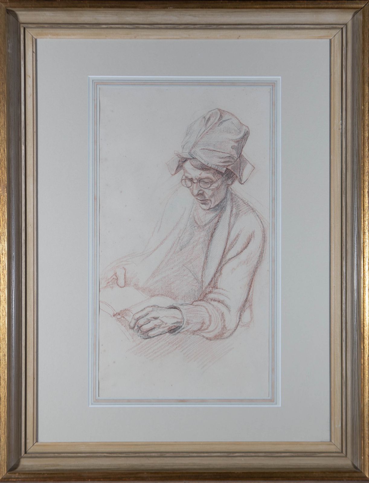 Ronald Dukeshill Moore (1899 1985)   Chalk Pastel Drawing, Reading Glasses