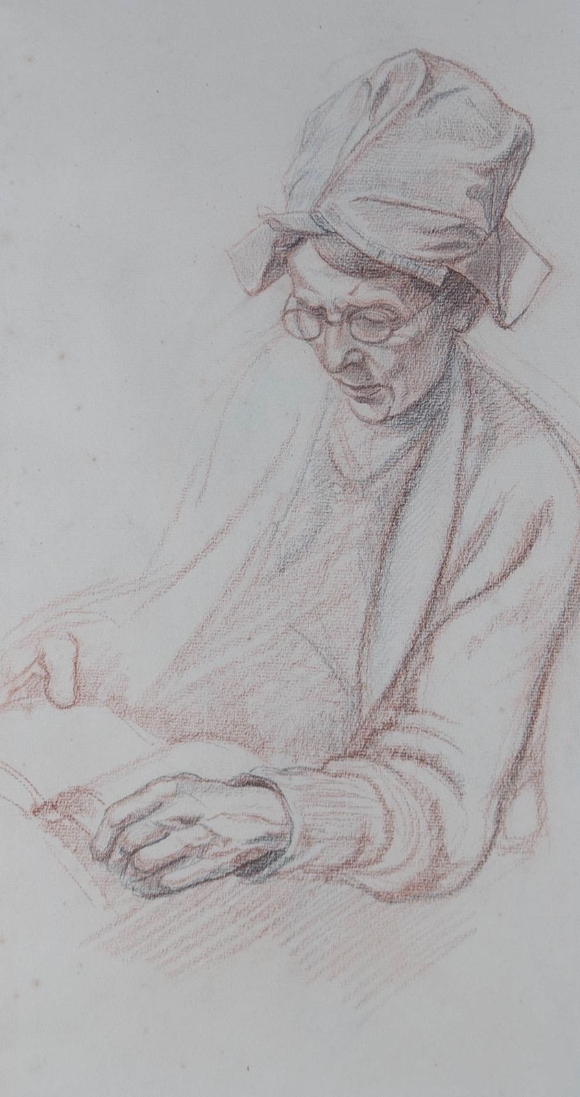 Ronald Dukeshill Moore (1899 1985)   Chalk Pastel Drawing, Reading Glasses photo furniture
