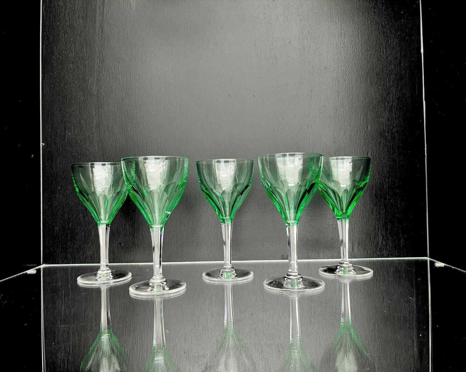 Uranium Cordial Glas | 5 Stuks | Anna Green | Val Saint Lambert | Ca. 1920–1930 photo Woonaccessoires