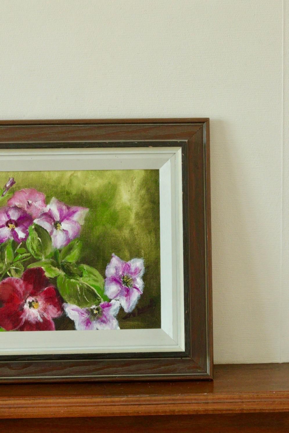 Original Swedish Mid Century Oil On Canvas "Flowers"   Vintage & Framed photo Art