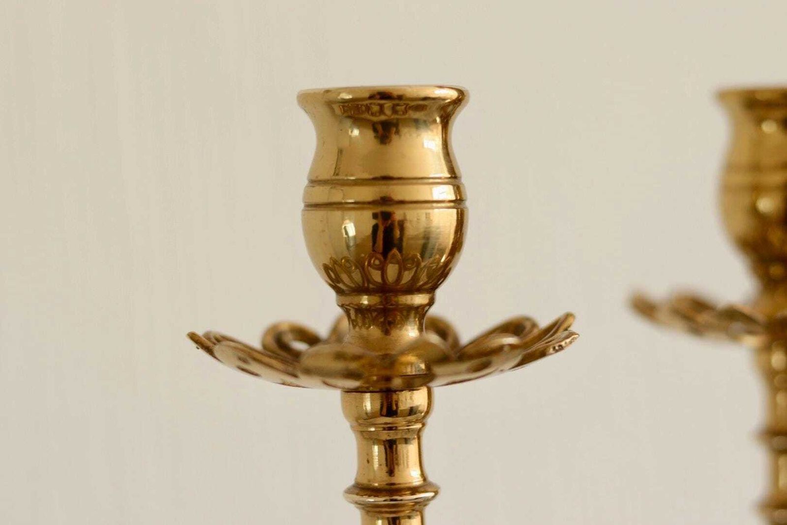 Pair Of Mid Century Swedish Brass Candle Holders photo 95.0
