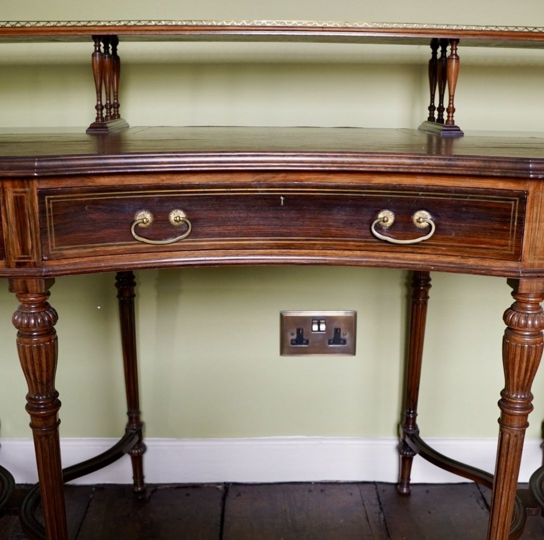 Victorian Rosewood And Brass Strung Writing Desk By Collinson & Lock Of London photo vinterior