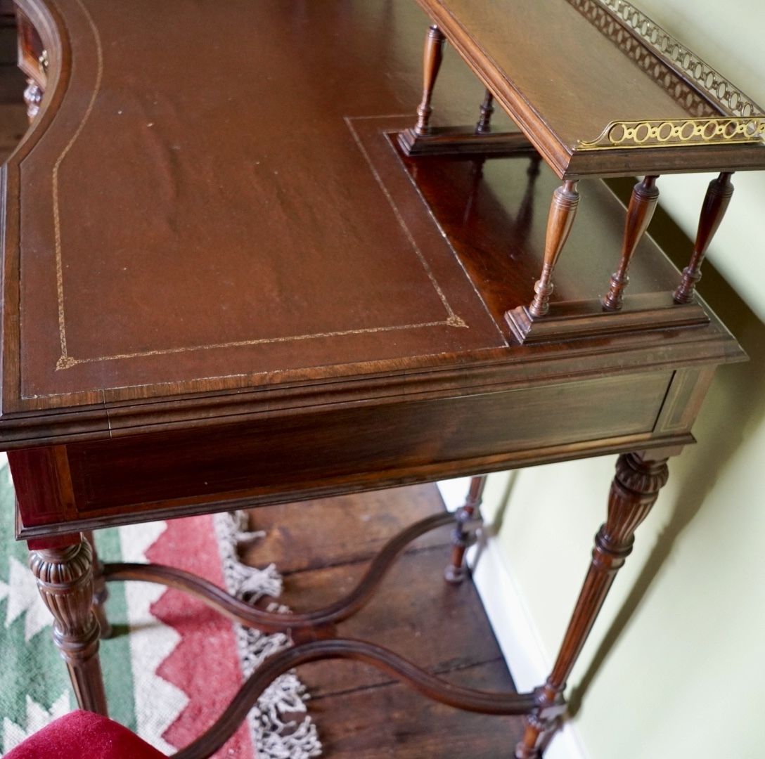 1250.0 Victorian Rosewood And Brass Strung Writing Desk By Collinson & Lock Of London photo