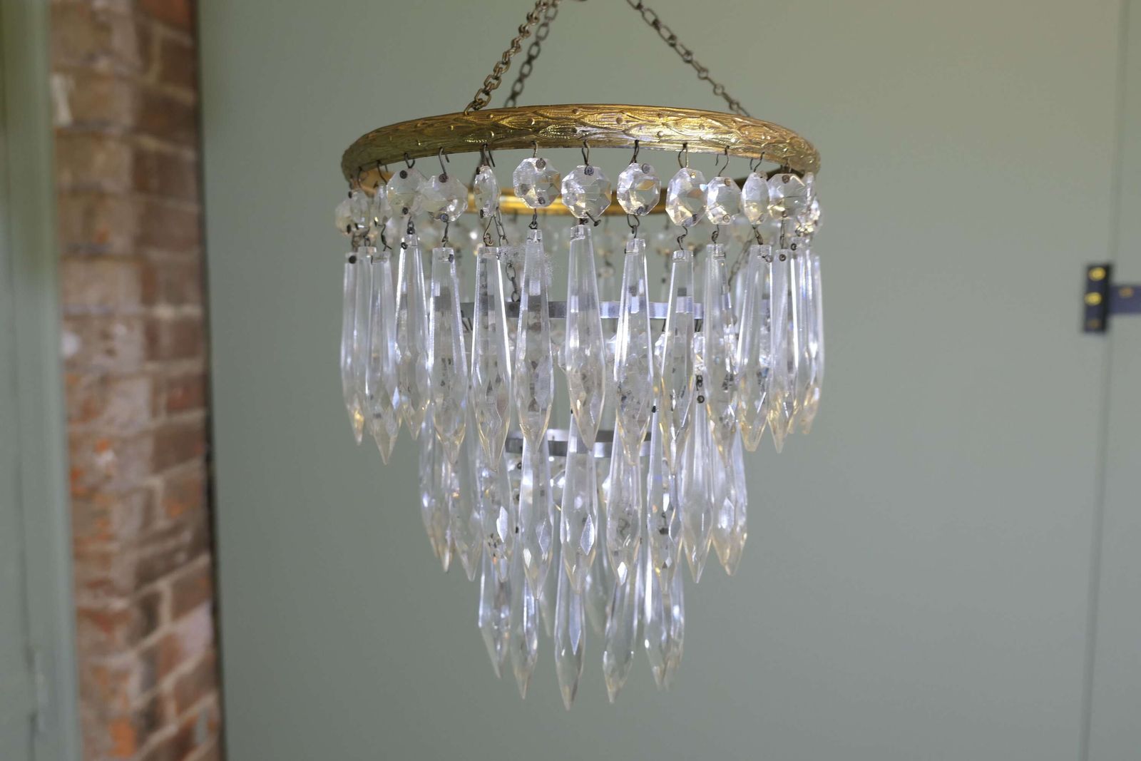 A Lovely Waterfall 3 Tier Crystal Chandelier photo for sale