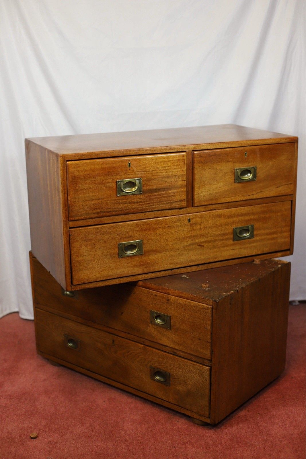 photo furniture Beautiful Victorian Two Part Campaign Chest Of Drawers