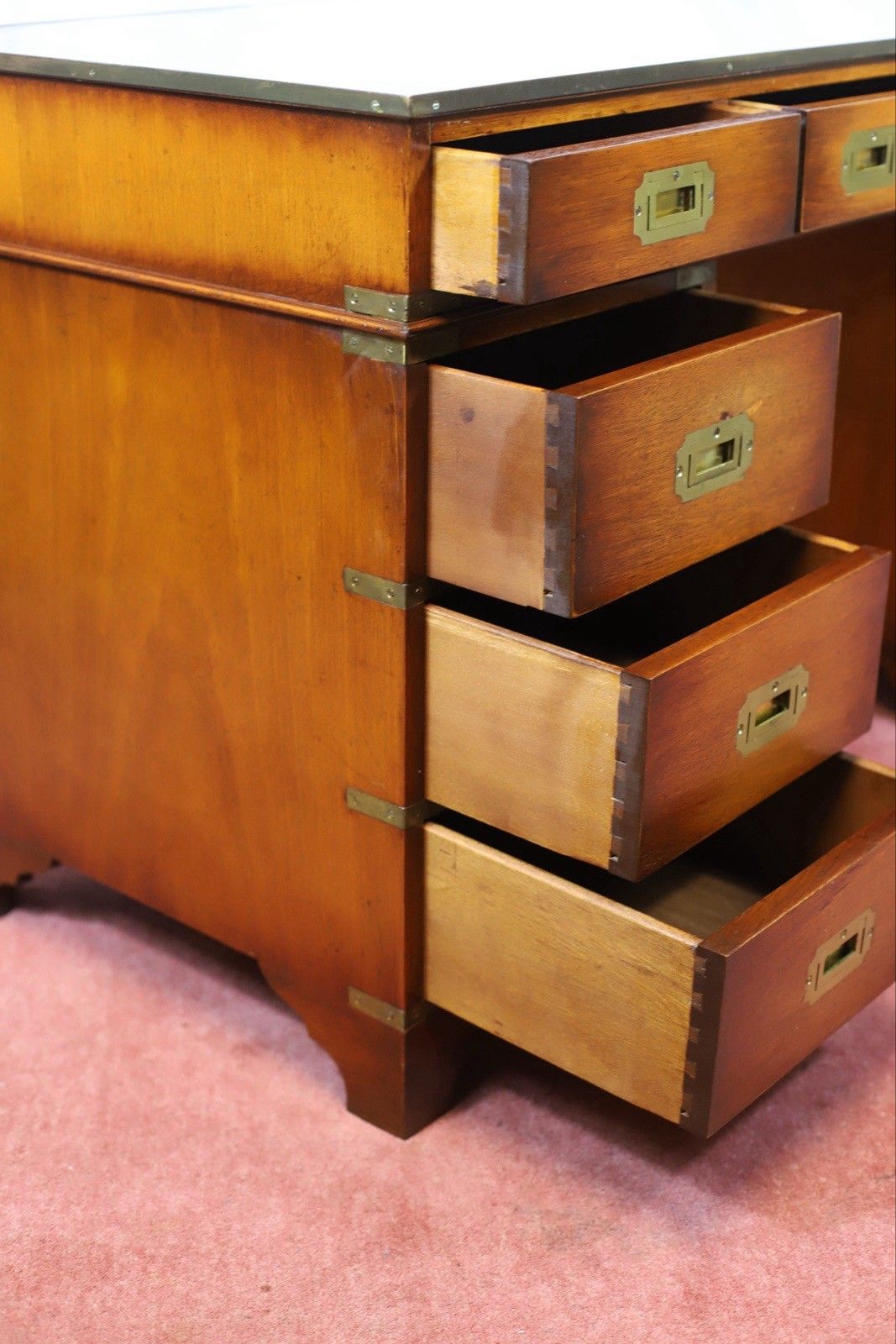 photo buy Lovely Military Campaign Style Pedestal Desk