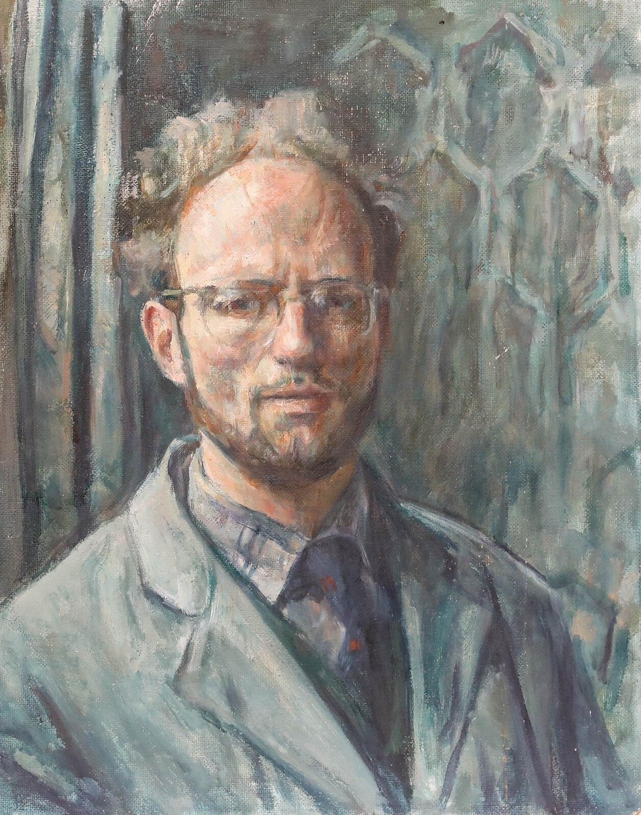 George Weissbort (1928 2013)   20th Century Oil, Self Portrait In Blue photo furniture