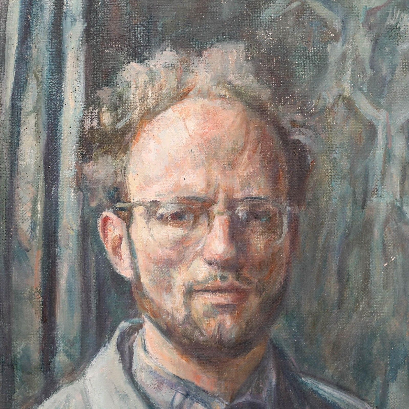 George Weissbort (1928 2013)   20th Century Oil, Self Portrait In Blue photo Art