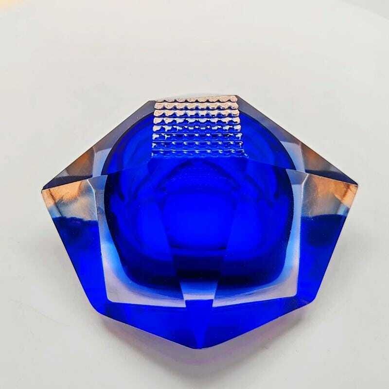 1960s Stunning Ashtray In Murano Glass By Flavio Poli For Seguso. Made In Italy. photo vintage