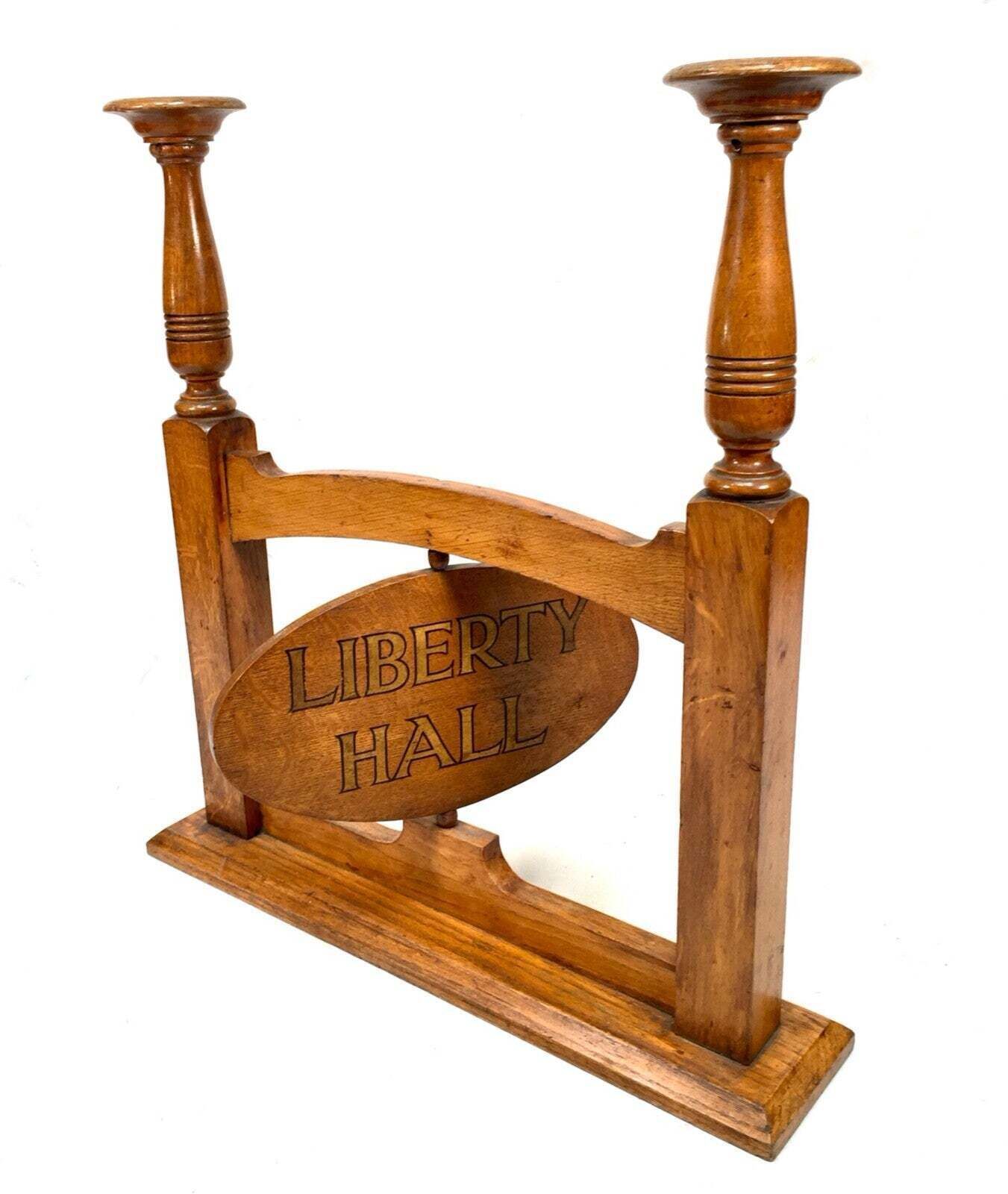 Antique Oak Masonic Liberty Hall & Strict Lodge Rotating Sign And Candle Holder photo buy