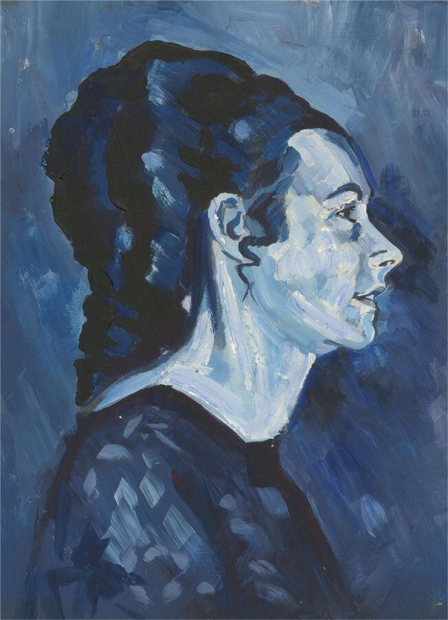 Terry Shelbourne (1930 2020)   Contemporary Oil, Portrait In Blue