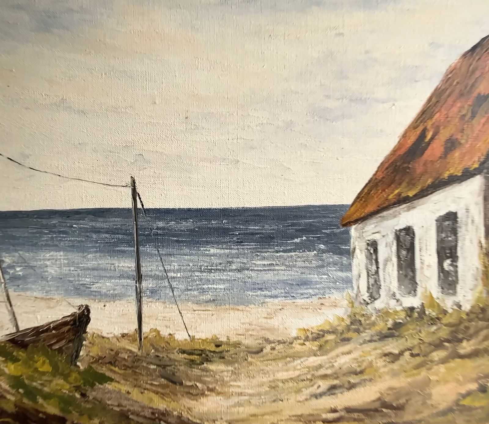 Vintage Oil On Canvas Landscape Signd By K. Peterssen 1960s photo furniture