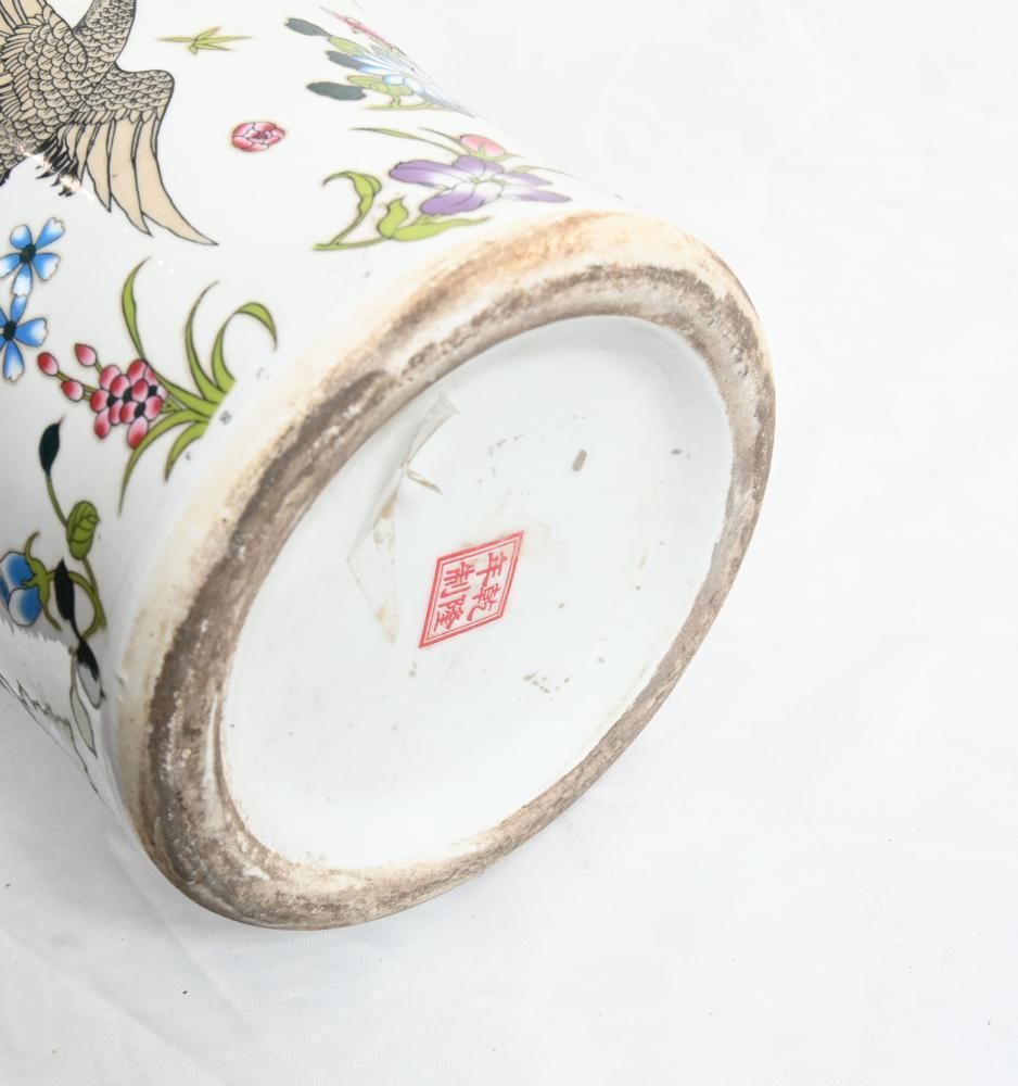 Chinese Qianlong Porcelain Vase Floral Crane Ceramic Urn photo buy
