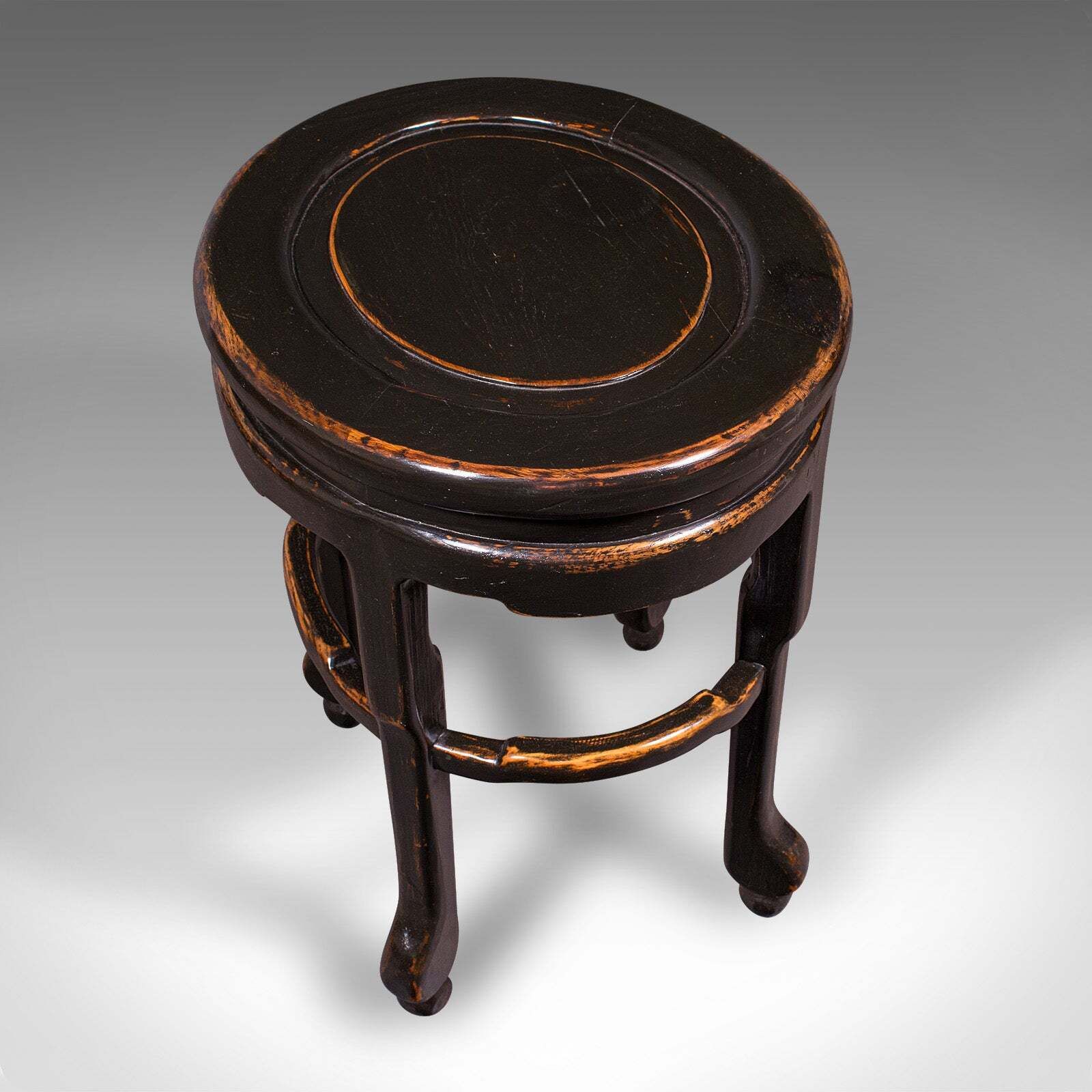 Antique Oval Side Table, Japanese, Ebonised Elm, Lamp, Wine, Victorian, Meiji photo vintage