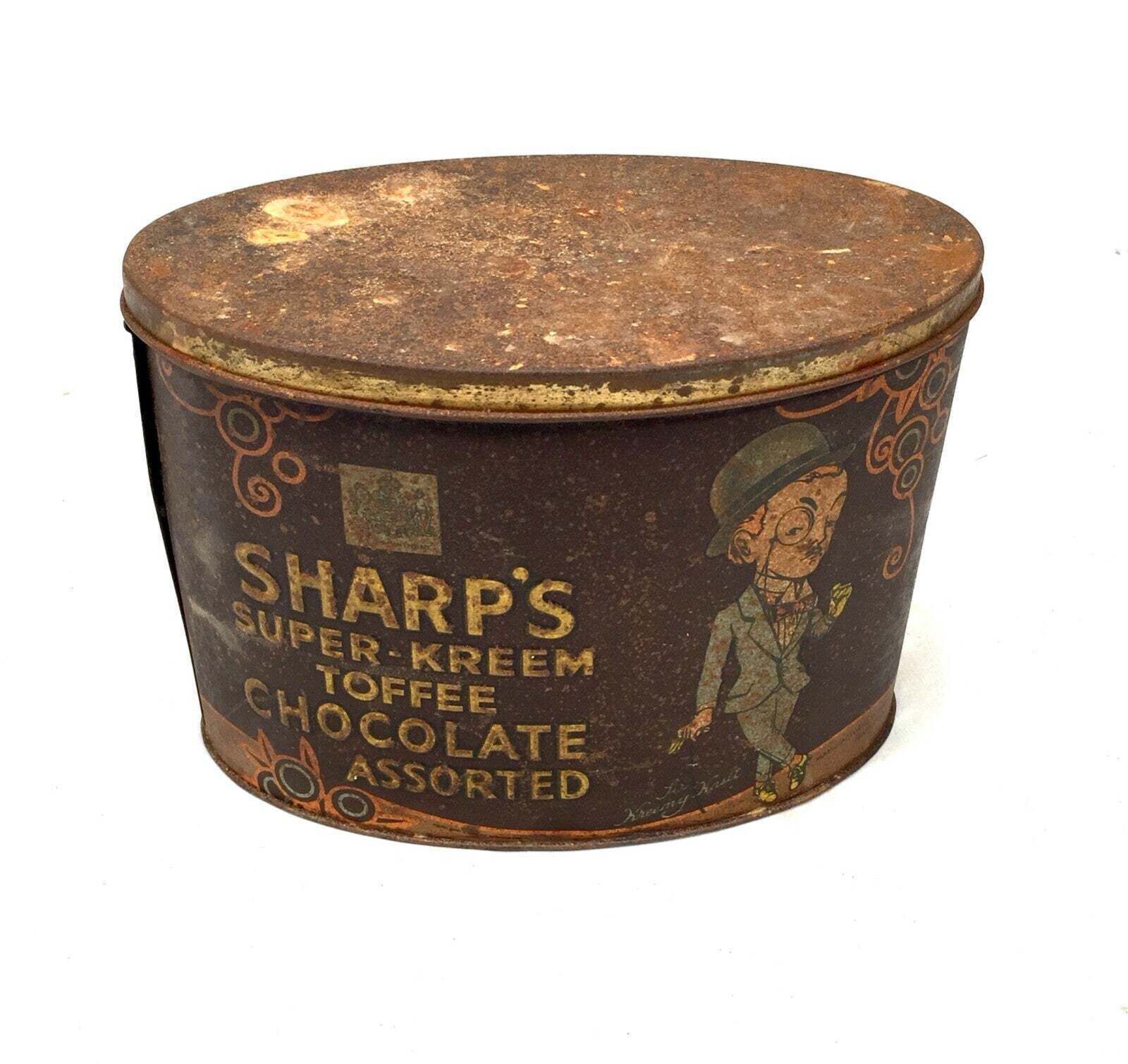 Antique Advertising   Early 20th Century Edward Sharps Super Kreem Toffee Tin photo vinterior