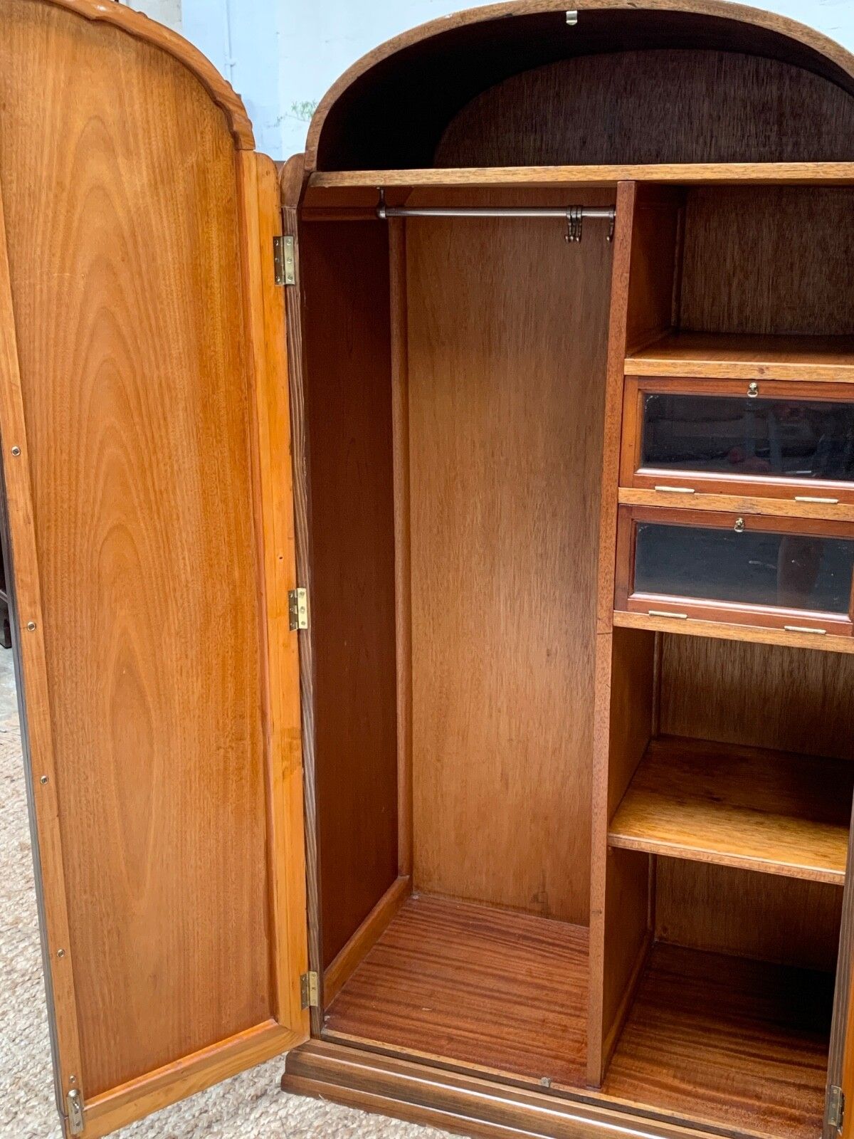 photo buy Small Art Deco Figured Walnut Wardrobe Armoire Tallboy