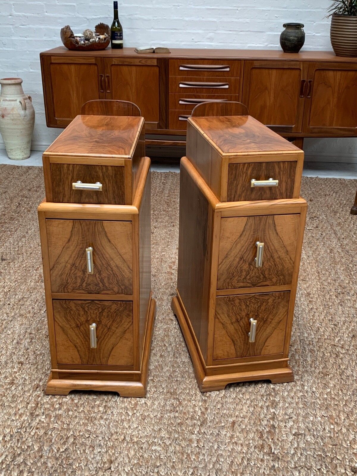 Art Deco Walnut Bedside Cabinet photo vinterior