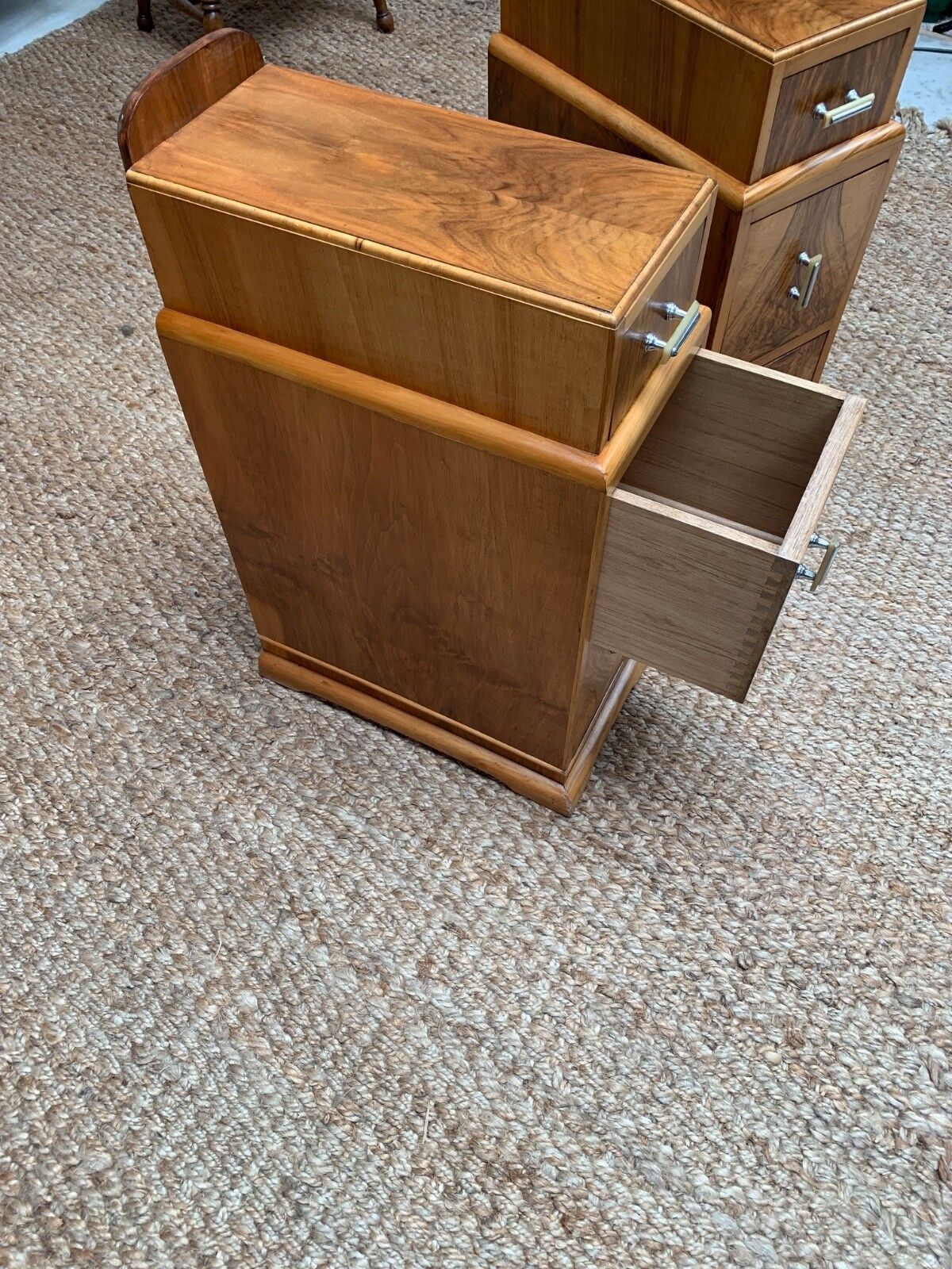 Art Deco Walnut Bedside Cabinet photo vintage