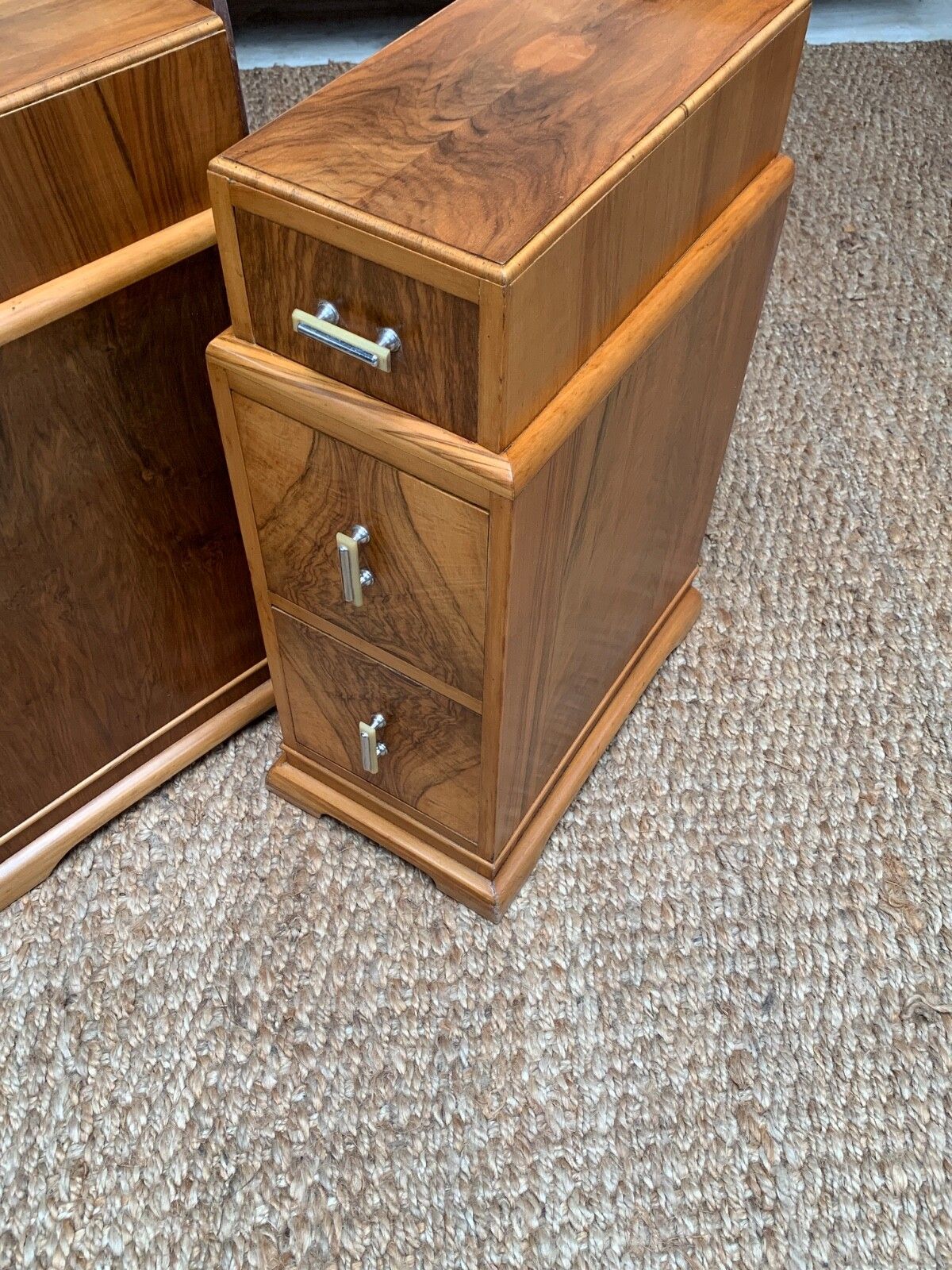 photo for sale Art Deco Walnut Bedside Cabinet
