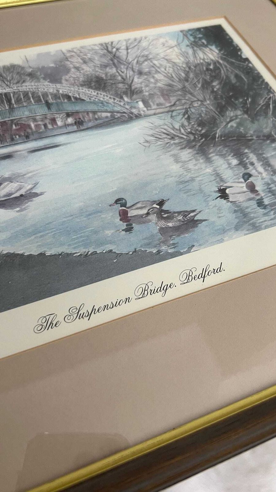Signed Limited Edition Watercolour Print Of The Suspension Bridge  Bedford By Bernard West photo for sale