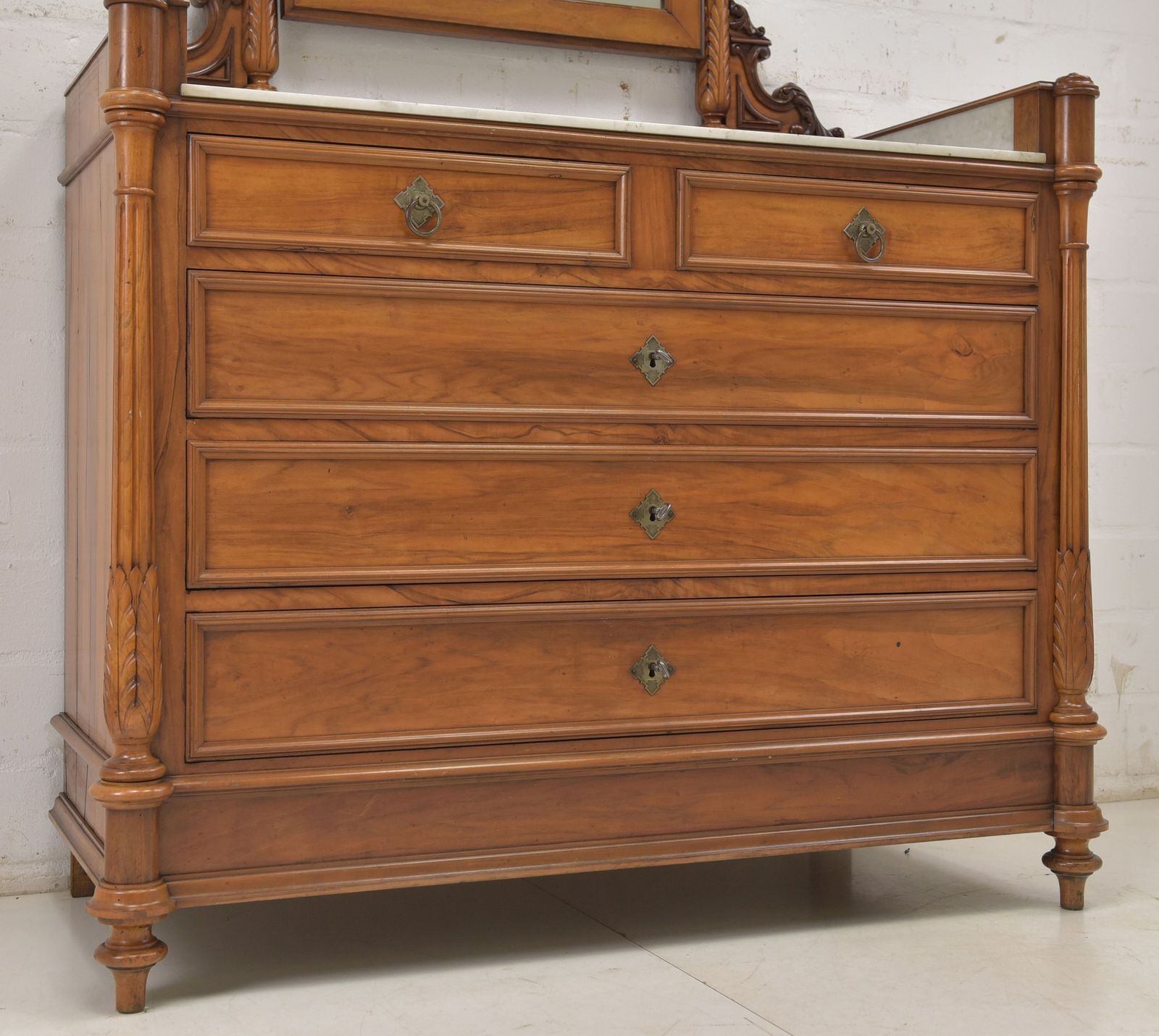 photo for sale Antique! Mirrored Chest Of Drawers Restored Cherrywood Vanity Unit Wilhelminian Era Drawers