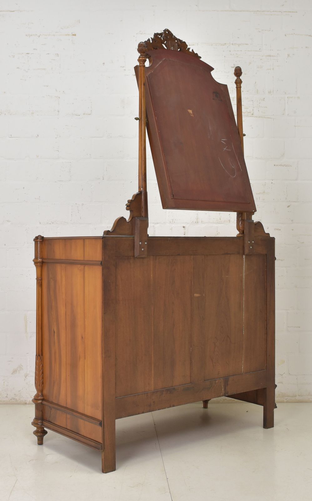 1101.0 Antique! Mirrored Chest Of Drawers Restored Cherrywood Vanity Unit Wilhelminian Era Drawers photo