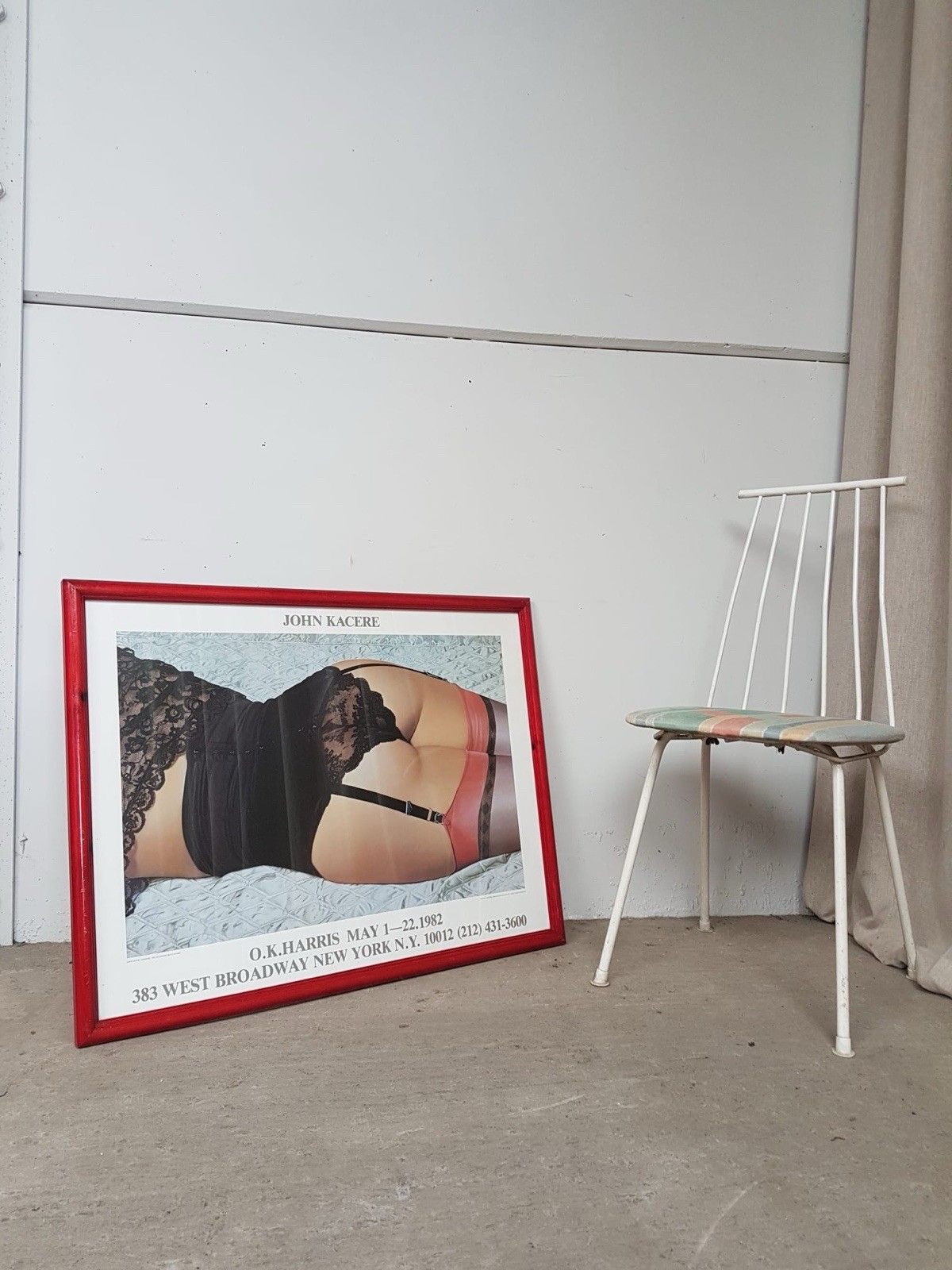 Vtg Late Mid Century 80s John Kacere Ileana 82 Framed Exhibition Poster R869 photo furniture