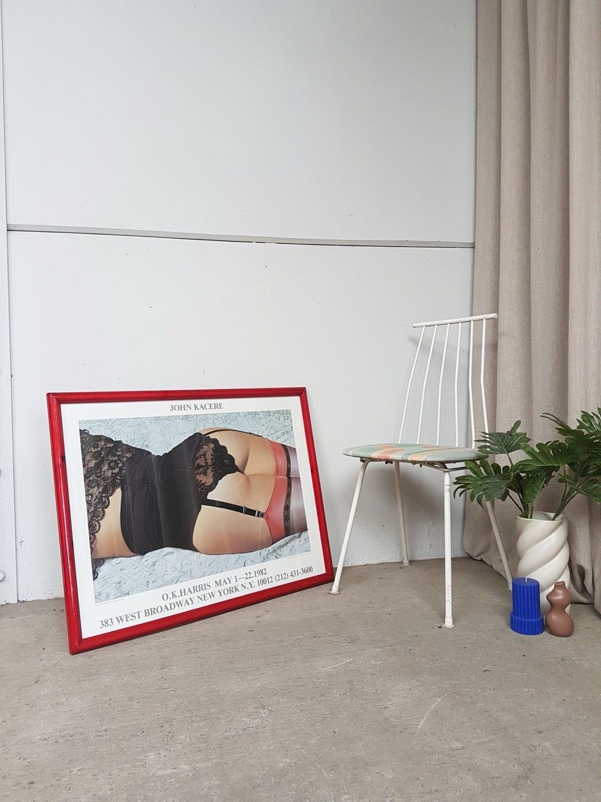 Vtg Late Mid Century 80s John Kacere Ileana 82 Framed Exhibition Poster R869 photo vintage
