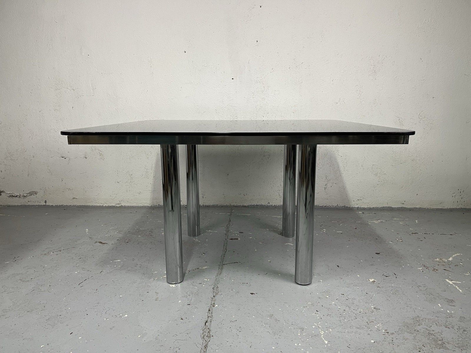 Andrè Afra Tobia Glass Steel Table Shoe Gavina 70’s Vintage Design photo for sale